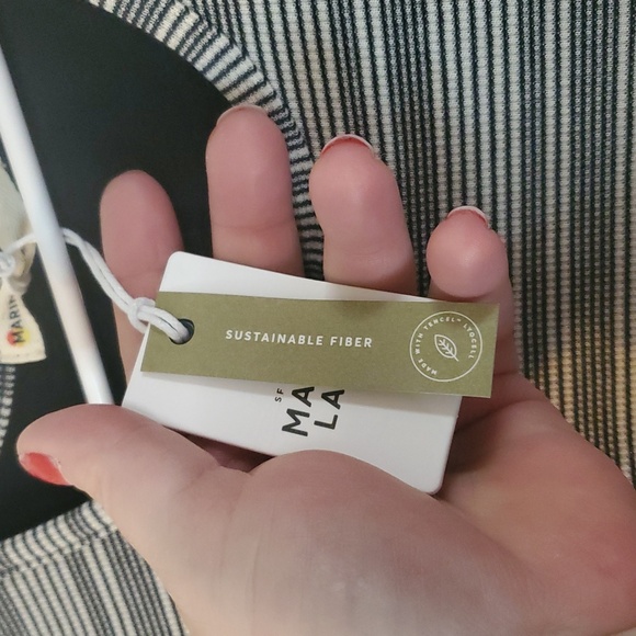 NWT Marine Layer Lexi Rib Daytime Midi Dress Size Small Black White Stripe - Picture 7 of 14